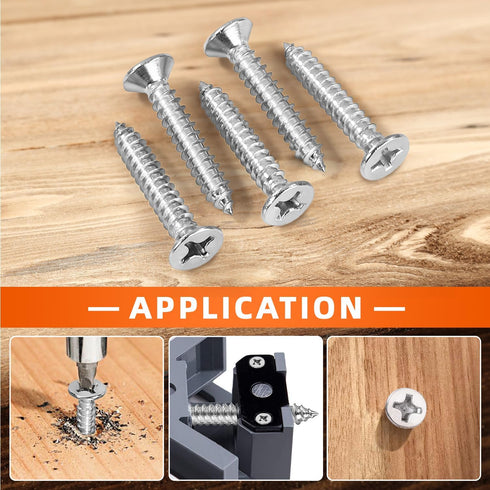 #4 x 3/4" Flat Head Sheet Metal Screws, Self Tapping, Stainless Steel 18-8 (304), 200 PCS