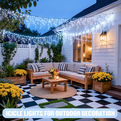 400 38.8ft JMEXSUSS LED White Christmas Icicle Lights, Connectable Icicle Lights for Outside Outdoor Indoor Plug