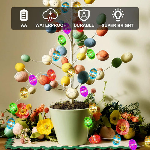 50LED 16ft 3D Decor,2 Pack Aogist Easter Egg Fairy Lights - Super Bright Egg String Light Battery Operated Decor