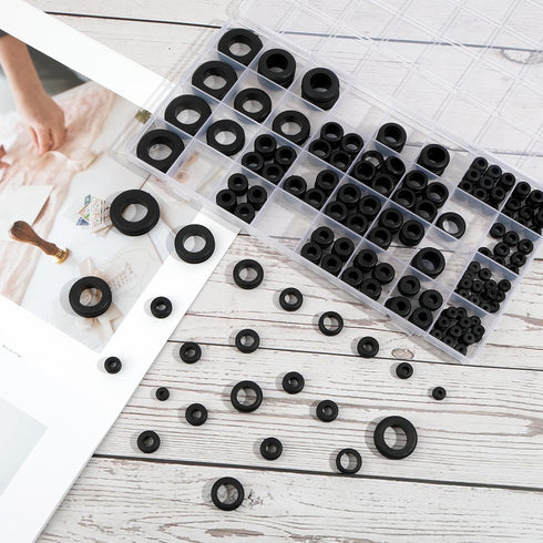 200pcs Grommet Grommet, 8 Grommets (1/2", 1/4", 3/8", 5/8", 7/8", 5/16", 7/16", 1") Rubber Kit, Hollow Firewall Sizes