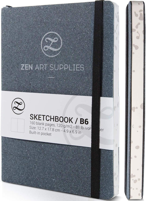 B6 Small Sketchbook for Drawing - Thick 120 GSM Acid-Free Ivory Paper, Cute Hardcover Art Sketchbook