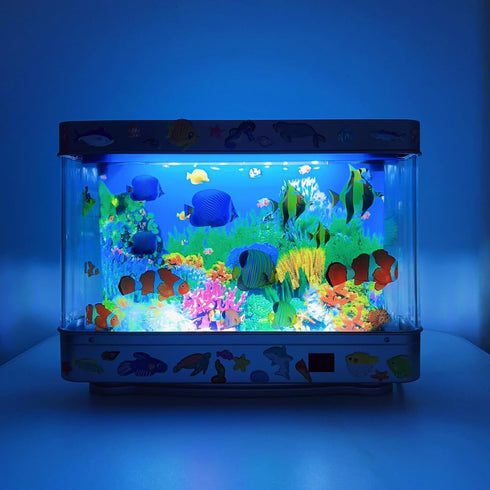 XiaYiTL 80s Fake Fish Tank Lamp - Moving Aquarium Night Light with Virtual Ocean Effect, Retro Design for Adult