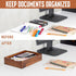Desk Accessories Tray, 9.5x6.7x2 inch Office Box Tray for Pens, Stapler, Notes, Wooden Stationery Saver