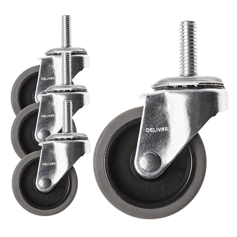 DELIVeR 2 Inch Swivel Caster Wheels, Set of 4, 80 Lbs Per Caster, Replacement Rubber Caster Wheels