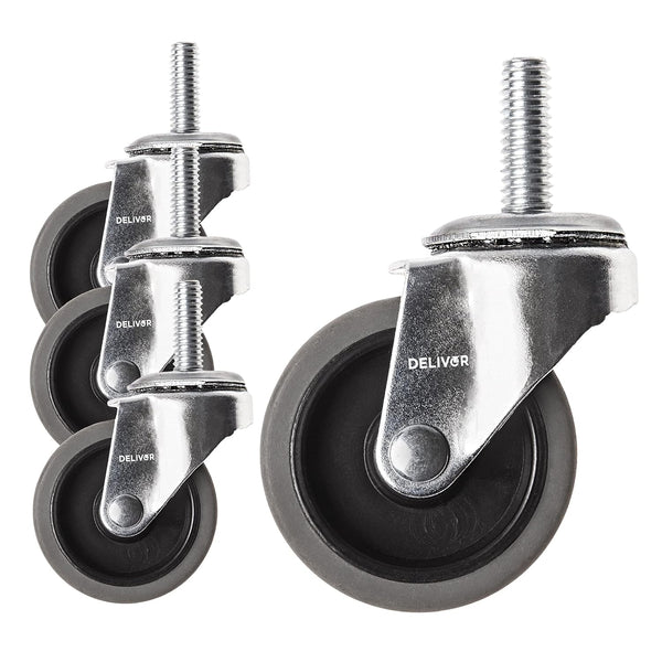 DELIVeR 2 Inch Swivel Caster Wheels, Set of 4, 80 Lbs Per Caster, Replacement Rubber Caster Wheels