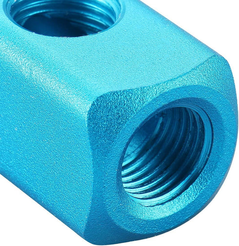 Baomain Aluminum Air Manifold Block, 1/4" PT Threaded, 4-Way 7-Port for Pneumatic Systems