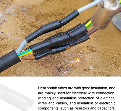 Heat Shrink Tubing 2:1 Cable Sleeving Tube Wrap, Electric Insulation Protection - 5/8" Dia/1m/Clear