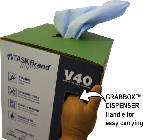 TaskBrand N-V040CGB V40 10 11.5 Inches, 200 Blue Value Series Center Pull Wiper Sheets, All-Purpose Disposable Cleaning