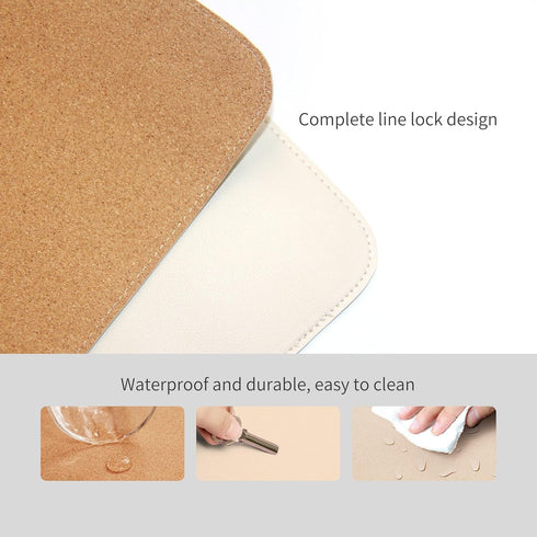 RENMTURE Dual-Sided Desk Pad, Large Natural Cork & PU Leather Mouse Mats for Office and Home Work, Easy Clean