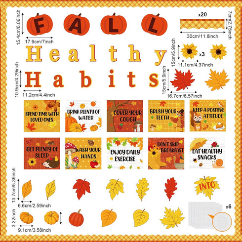 Fall Healthy Habits Bulletin Board Decorations Set - Autumn Classroom Decor for Thanksgiving