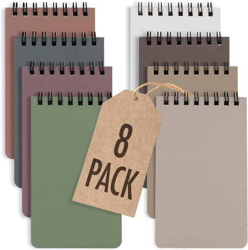ZICOTO Aesthetic Pocket Notebooks Set Of 8, Small 3x5 Spiral Notepads with Lined Pages, Perfect Mini Note Pads for