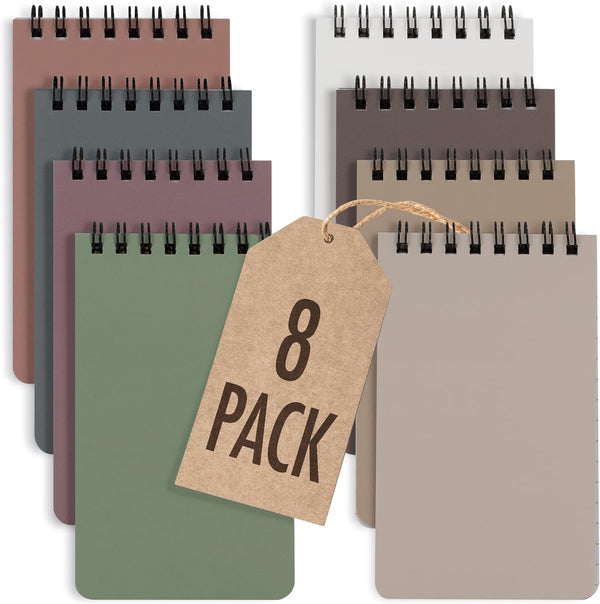 ZICOTO Aesthetic Pocket Notebooks Set Of 8, Small 3x5 Spiral Notepads with Lined Pages, Perfect Mini Note Pads for