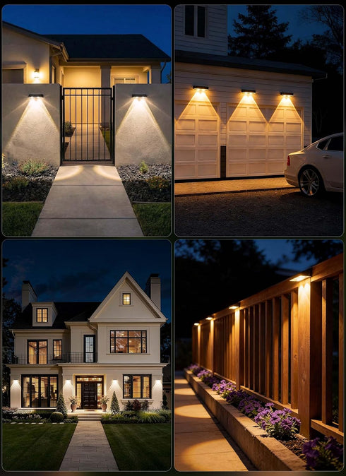 4 Pack 11 IP65 Brightown Solar Lights Outdoor Waterproof, Color Changing Solar Fence Deck Step Flood Lights, Warm White
