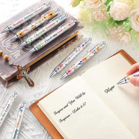 Sabary Bible Verse Ballpoint Pens, Christian Flower Pens, Inspirational Quotes, Funny Office Ballpoint Pens, 40 Pcs