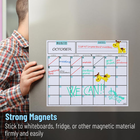 Mr. Pen- Dry Erase Calendar for Fridge - Magnetic Calendar with 4 Dry Erase Markers, Back to School Supplies