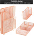 Rose Gold Desk Accessories Caddy with Sliding Drawer, Double Tray, File Organizer & Pen Holder for Office