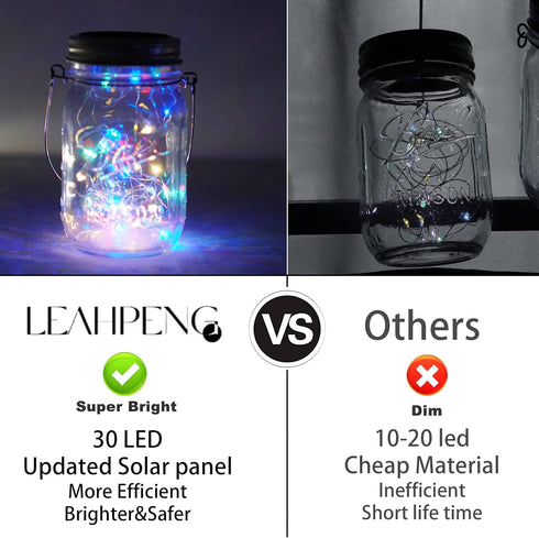 30 10 Packs SmilingTown LED Mason Jar Lights with Hangers Colorful Solar Mason Jar Lids Fairy String Light Outdoor