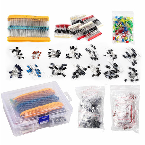 1400Pcs Basic Electronics Component Assortment Kit for Arduino, Electrolytic Capacitor, Resistor, LED Diode