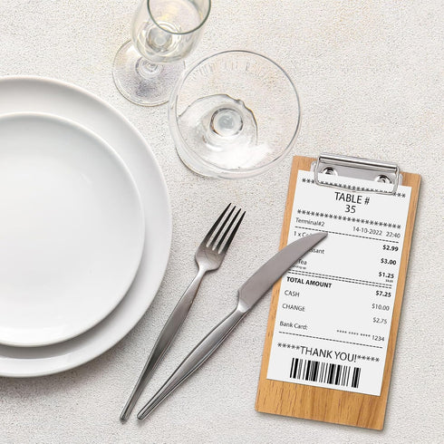 10Pcs PATIKIL Check Presenters for Restaurants, Mini Clipboard Wood Check Holder Half Page Menu Holder for Restaurant
