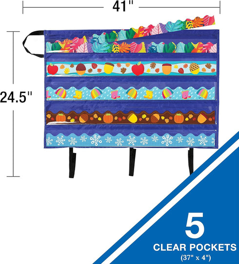 Carson Dellosa Teacher Bulletin Board Storage Pocket Charts Pack, Border Storage and Bulletin Board Holder
