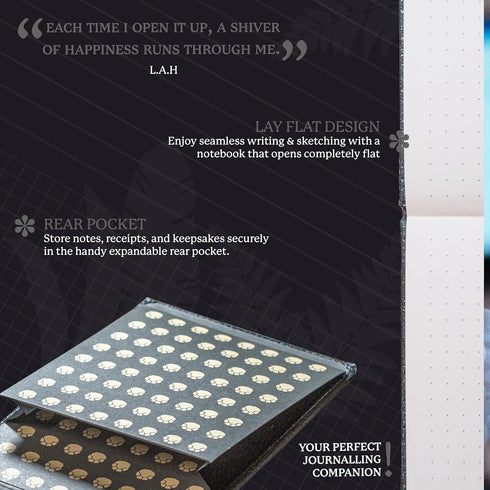 Wildlife Grid Reporter A6 Notebook - PU Leather Hardcover Pocket Journal with Elastic Closure