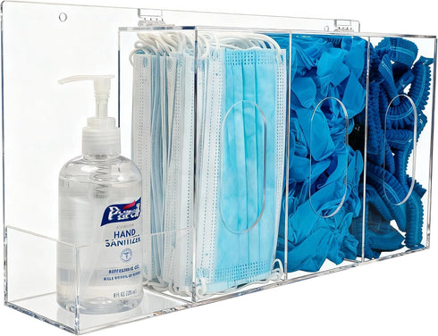 SEANADO Hand Sanitizer and Glove Holder Dispenser with Lid, Clear Acrylic 4