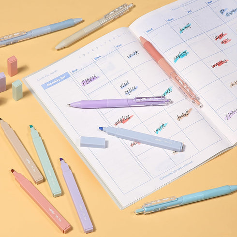 Mr. Pen Aesthetic Highlighters and Gel Pens, 10 Pack, Pastel Colors, No Bleed for Bible Study