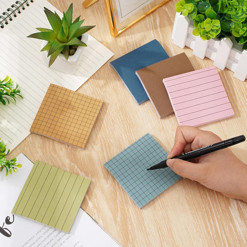 Whaline 300 Sheet Boho Lined Sticky Notes, Self Adhesive Notepads, 6 Pack for Home, School, and Office Supplies