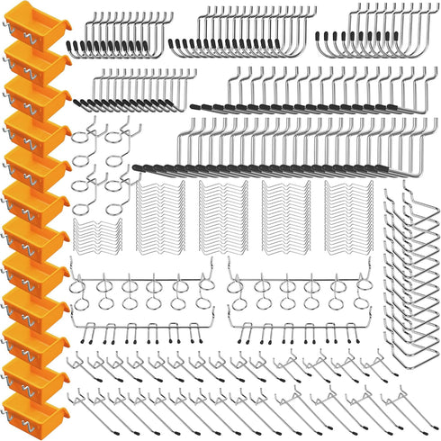 ELEAD 260 Piece Pegboard Hooks, 1/8 and 1/4 inch Organizer Accessories with Pegboard Bins