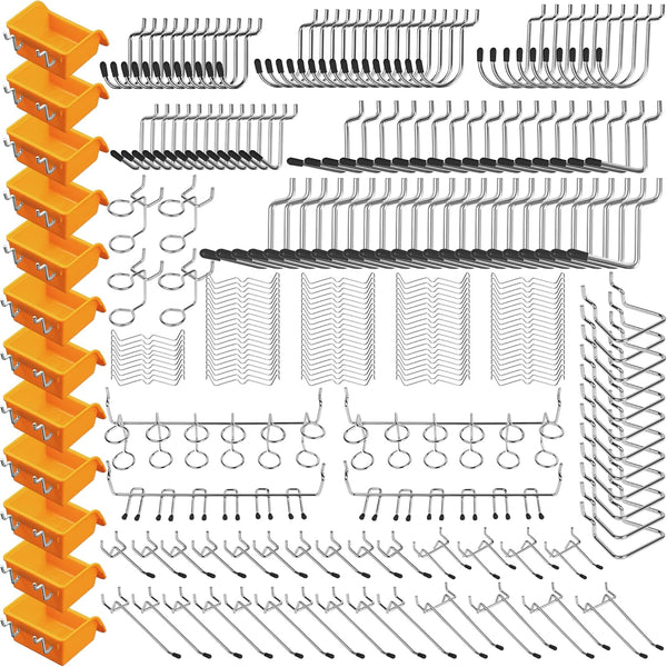 ELEAD 260 Piece Pegboard Hooks, 1/8 and 1/4 inch Organizer Accessories with Pegboard Bins