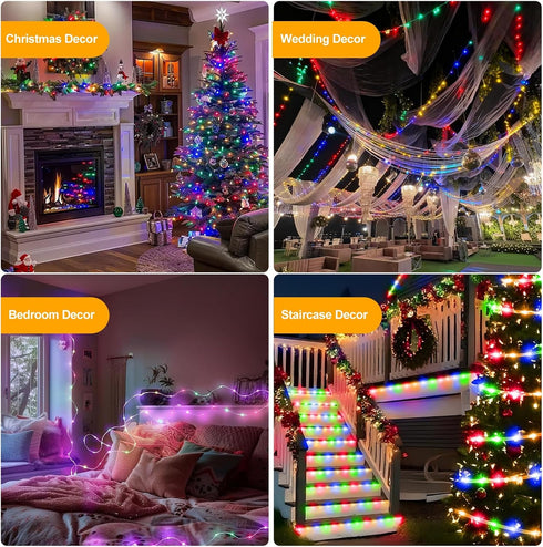 328FT 1200LED 8 IP67 OGORI Fairy Lights Outdoor, Multicolor Fairy String Lights Modes Remote & Timer, Waterproof Fairy