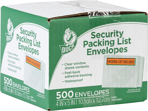 Duck Brand Clear View Packing List Envelopes, 500-Count, 5.5 x 4.5-Inch (394743)