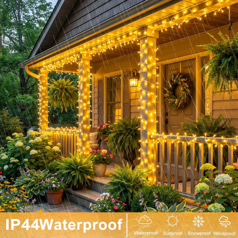 132FT 400 8 LED Christmas Lights Outdoor, Modes Clear Wire Christmas String Lights Indoor, Plug in Twinkle Fairy Light