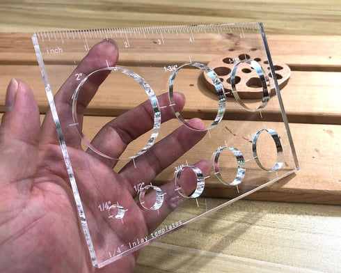 Hecfu 8 1 7"x4.7" in Router Template for Woodworking - Large Clear Acrylic Router Jig, Circle Inlay Template with Scale