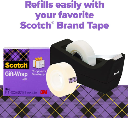 6 3/4 1000 Scotch Gift Wrap Tape with Desktop Dispenser, Rolls of in x in Each, Includes Desktop Tape Dispenser