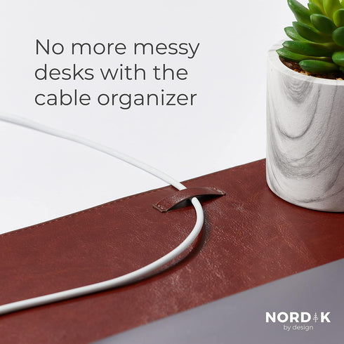 Nordik Leather Desk Mat, Whiskey Brown, Premium Mouse Mat & Desk Pad Protector, 35 x 17 Inch, Felt Vegan Leather