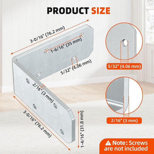 SecureLatch 3"3"1.2" 90 (Galvanized-4PCS) Degree Galvanized Corner Brace, Heavy Duty L Shape Bracket for Wood Beams