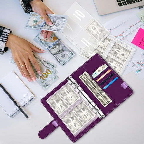 BVYA 100 Envelopes Challenge Binder, Elegant Pattern Printed A5 Money Saving Budget Binder with Cash Envelopes