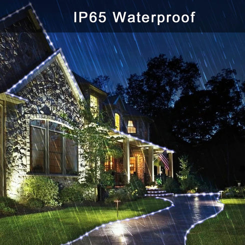 2 Pack 100 33ft 8 JMEXSUSS LED Solar Rope Lights, Modes Waterproof LED Solar Pool Lights for Trampoline, Fence, Gazebo
