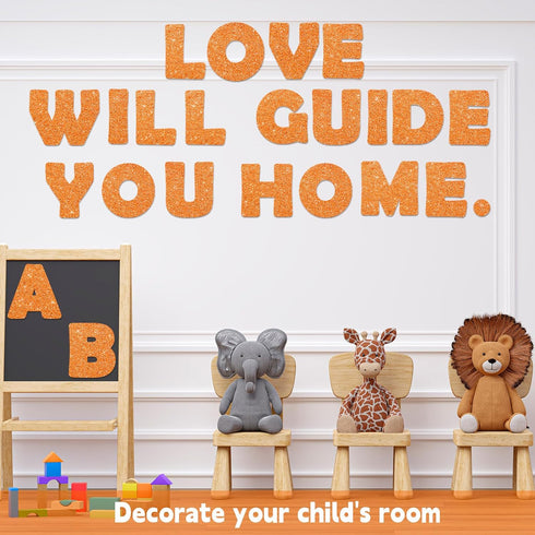 Qyeahkj 150 PCS Large 6" Font Letters and Punctuation Set, Glitter Orange Classroom Cutouts for Bulletin Display