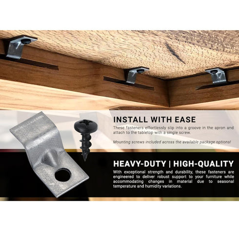 Rok Hardware 20 Pack 14 Gauge Table Top Fasteners with Screws, Steel Z Clip Tabletop Connectors