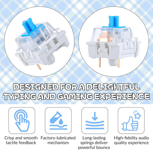 FdcZeyxior 50 3 PCS Mechanical Keyboard Switches Keyboard Clicker Pin Blue Switch Replacement Keyboards Keys
