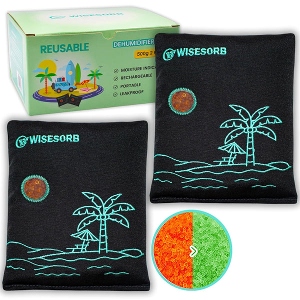 500g x 2pcs Rechargeable Desiccant Packs for Storage, Color Indicating Silica Gel Packets
