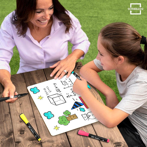 SCRIBBLEDO Large Graph Dry Erase Board 11”x14” Double-Sided White Board for Home School Classroom Teachers Students