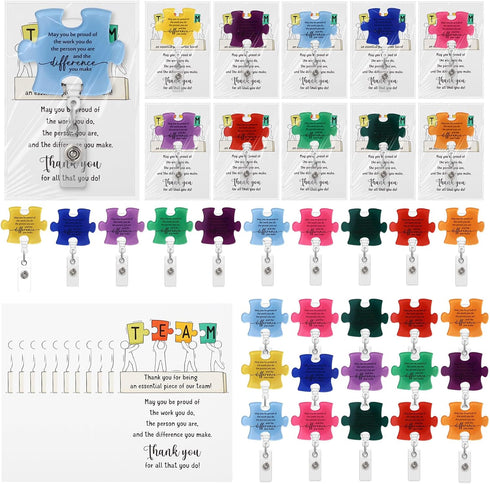 ReliThick 40 Set Employee Appreciation Gifts Bulk, Puzzle Badge Reel with Thank You