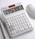UNIONE Big Size Calculator, Bright LCD, Dual Power Handheld Desktop for Business, Office, High School (White)