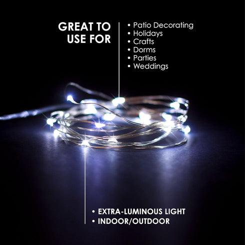 30 9.5 LED Wire Twinkle Fairy Lights, Battery Powered, Waterproof Christmas, Holidays, Halloween, Wedding Bedroom