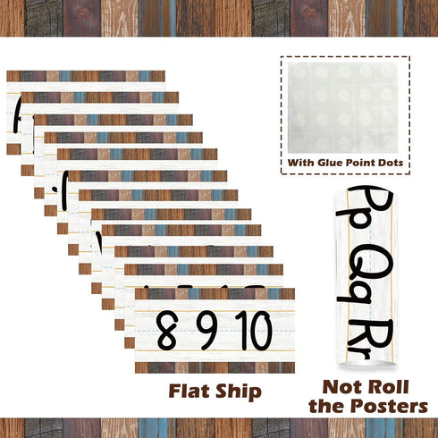 gisgfim 12 Pieces Alphabet Bulletin Board Strips Set - ABC Alphabet Banner & Number Border Posters