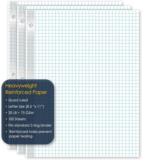 iScholar Reinforced Quad Filler Paper, 100 Sheets (83444)