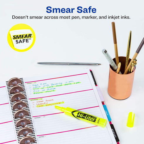 AVERY Hi-Liter Desk-Style Highlighters, 2 Yellow Highlighters, Smear Safe Ink, Chisel Tip (24081)